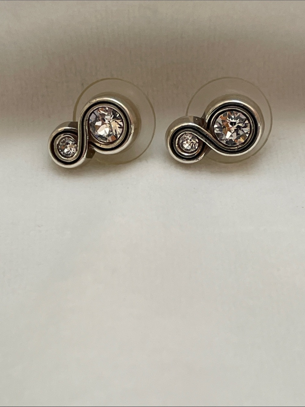 Brighton infinity Crystal Silver Swirl Stud Earrings